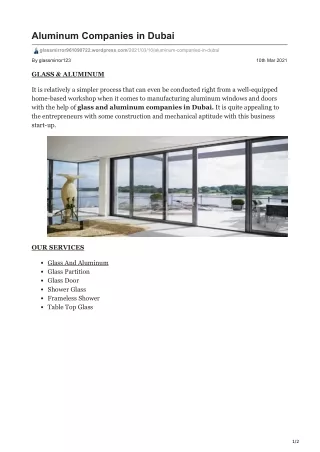 Aluminum Companies in Dubai