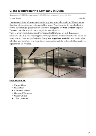Glass  company in Dubai