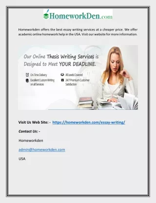 Best Essay Writing Services | USA | Homeworkden