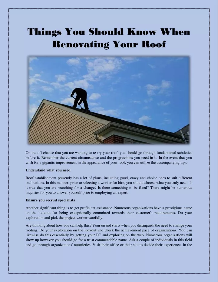 things you should know when renovating your roof