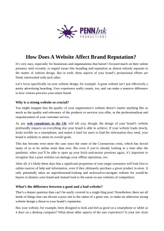 how does a website affect brand reputation