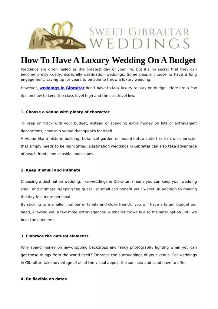 how to have a luxury wedding on a budget