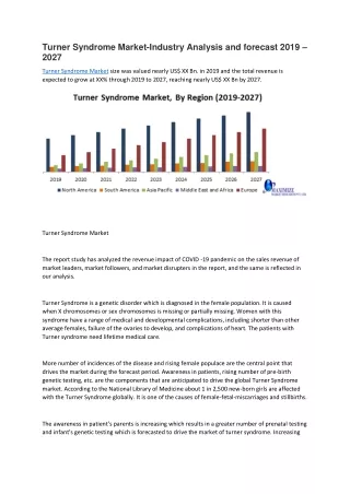 Turner Syndrome Market-Industry Analysis and forecast 2019 – 2027