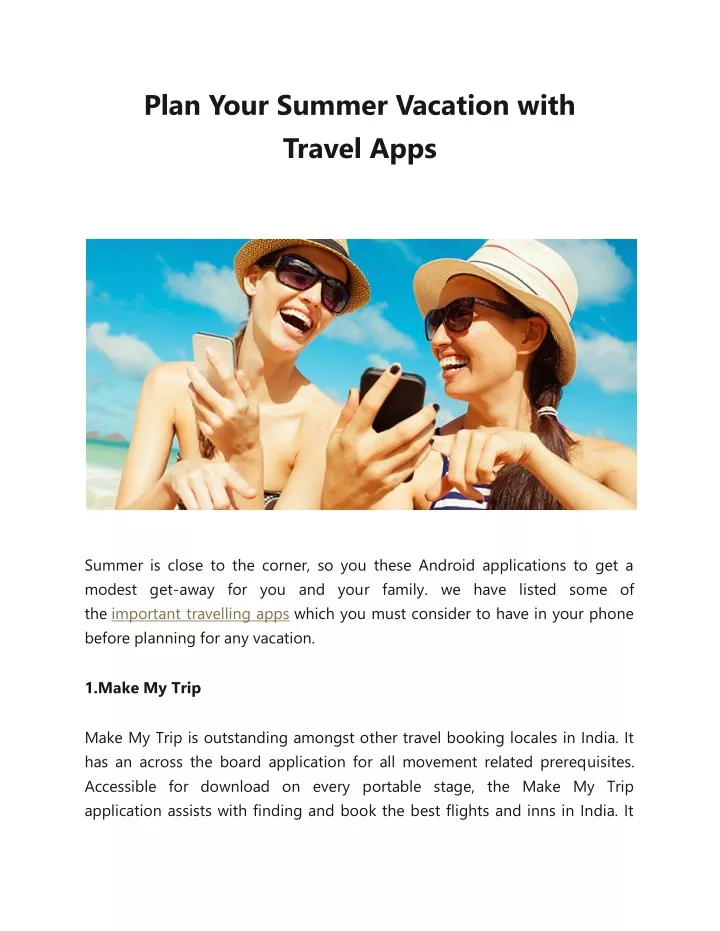 plan your summer vacation with travel apps