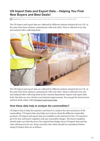 us import data and export data helping you find