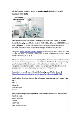 global dental delivery systems market analysis