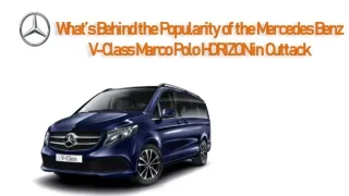 What’s Behind the Popularity of the Mercedes Benz V-Class Marco Polo HORIZON in Cuttack
