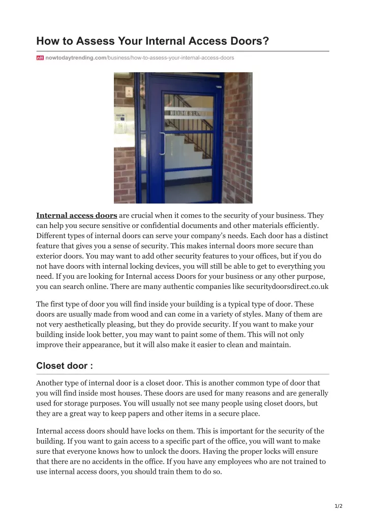 how to assess your internal access doors