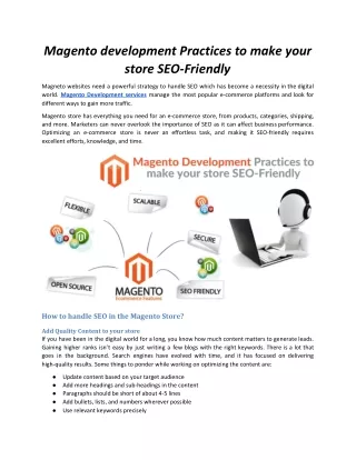 magento development practices to make your store