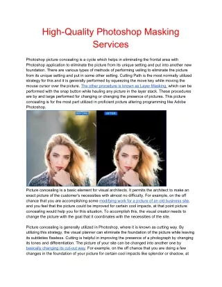 high quality photoshop masking services