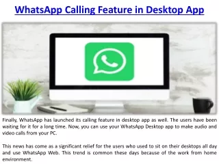 The Calling Feature is Now Available in WhatsApp's Desktop App