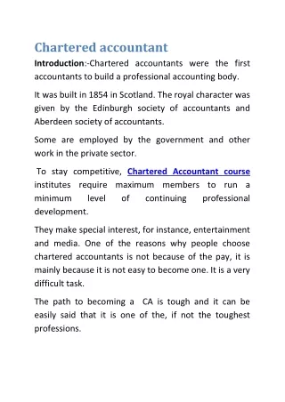 chartered accountant introduction chartered