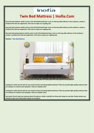twin bed mattress inofia com
