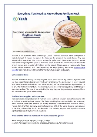 Things to Know About Psyllium Husk