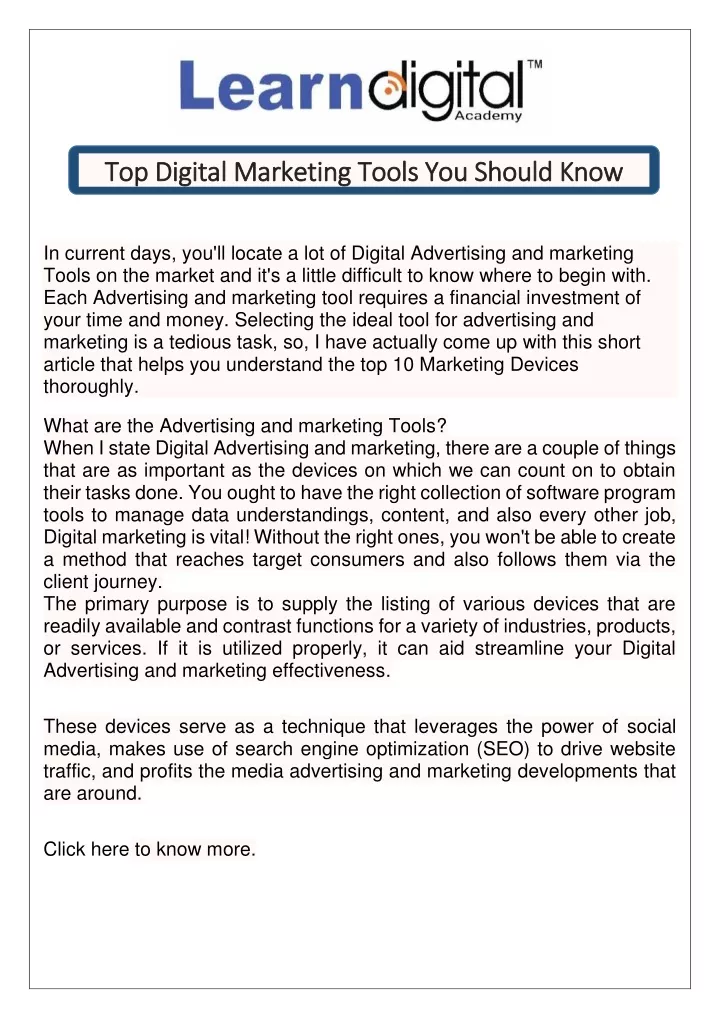 top digital marketing tools you should know