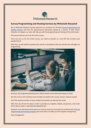 Survey Programming and Hosting Services by Philomath Research