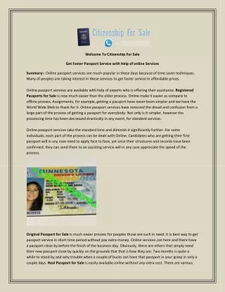 Get Faster Passport Service with Help of online Services
