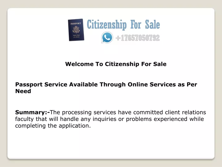 welcome to citizenship for sale