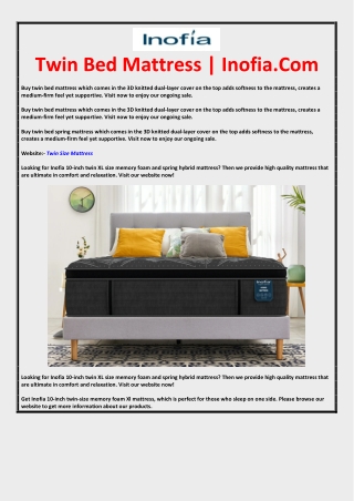 twin bed mattress inofia com