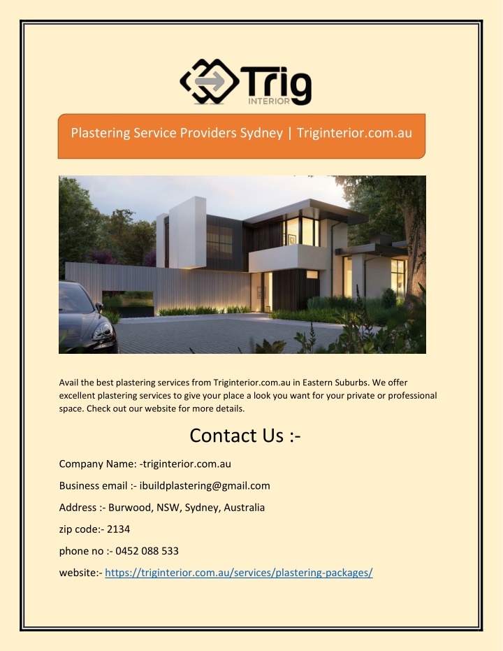 plastering service providers sydney triginterior