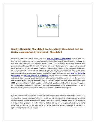 Best Eye Hospital in Ahmedabad, Best Eye Specialist in Ahmedabad, Best Eye Doctor in Ahmedabad, Gujarat