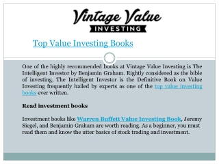 Top Value Investing Books