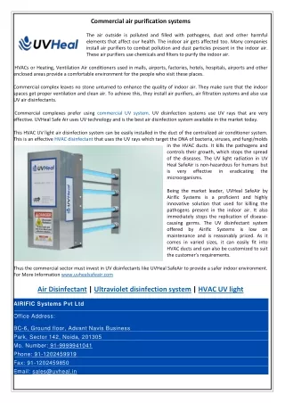 Commercial air purification systems