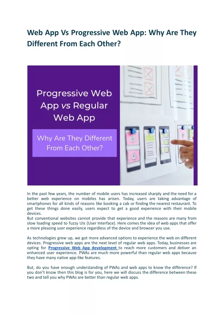 web app vs progressive web app why are they