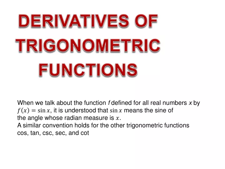 derivatives of trigonometric functions