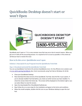 quickbooks desktop doesn t start or won t open