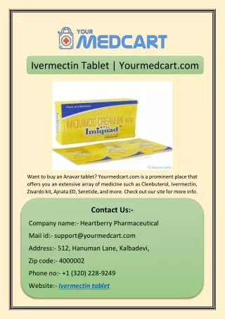 Ivermectin Tablet | Yourmedcart.com