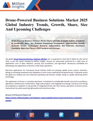 Drone-Powered Business Solutions Market 2021 Global Size, Growth Insight, Share, Trends, Industry Key Players, Regional