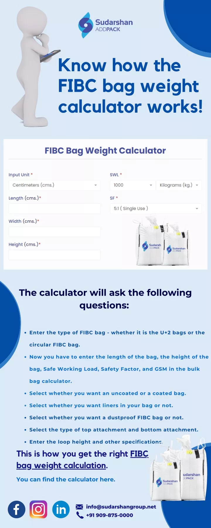 know how the fibc bag weight calculator works