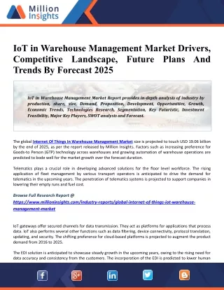 IoT in Warehouse Management Market 2028 Growth, Share, Size, Key Drivers By Manufacturers, Upcoming Trends