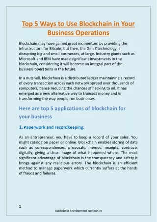 top 5 ways to use blockchain in your business