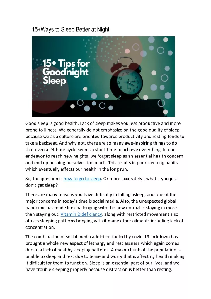 15 ways to sleep better at night