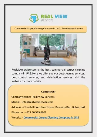 Commercial Carpet Cleaning Company in UAE | Realviewservice.com
