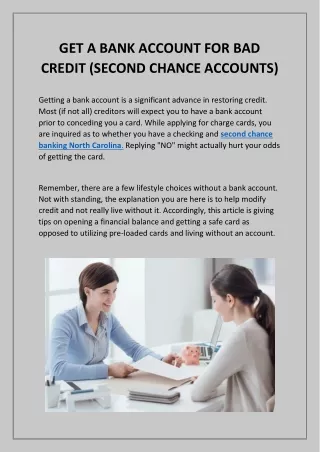 GET A BANK ACCOUNT FOR BAD CREDIT (SECOND CHANCE ACCOUNTS)
