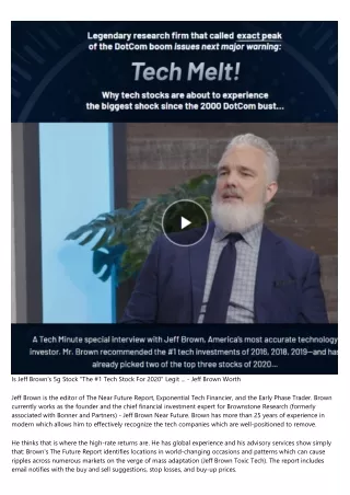 is jeff brown s 5g stock the 1 tech stock