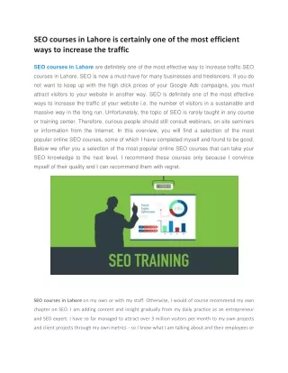 seo courses in lahore is certainly