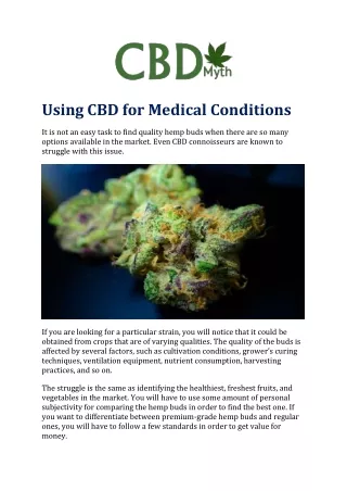 Using CBD for Medical Conditions