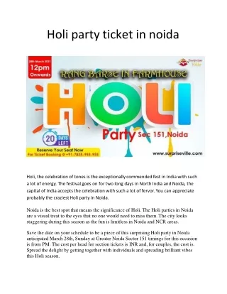 holi party ticket in noida