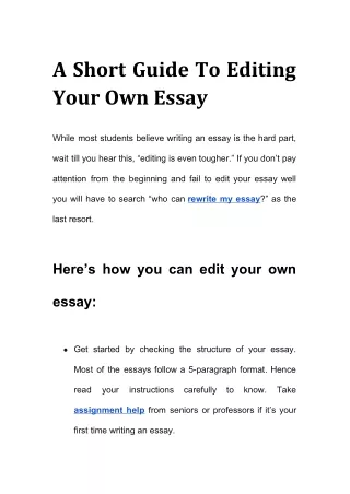 A Short Guide To Editing Your {Own Essay}!!