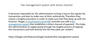 fee management system with direct channel