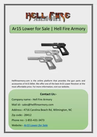 Ar15 Lower for Sale | Hell Fire Armory