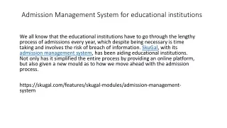 admission management system for educational institutions