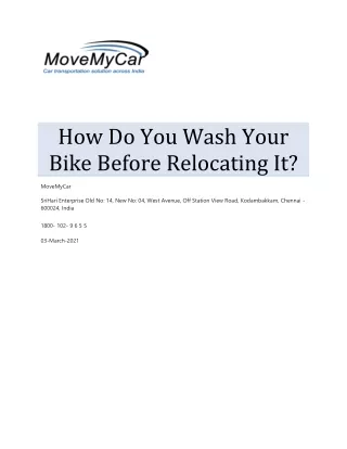 how do you wash your bike before relocating