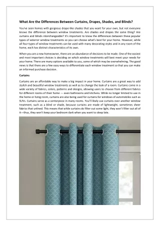What Are the Differences Between Curtains, Drapes, Shades, and Blinds?
