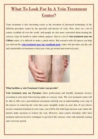what to look for in a vein treatment center