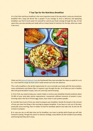 7 top tips for the nutritious breakfast